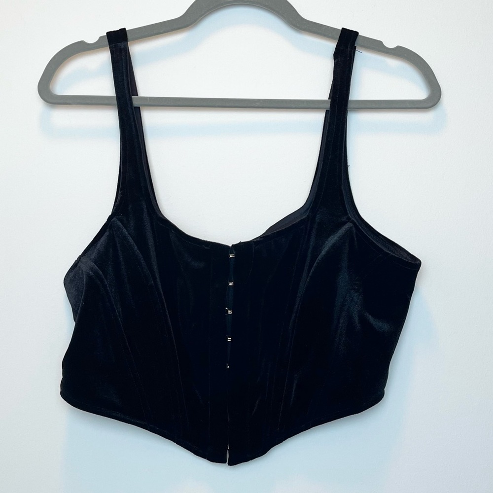 Black Fashion Nova Faux Corset Crop Top